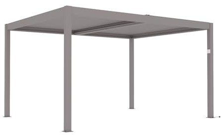 Vente-unique - Pergola bioclimatique autoportante électrique Taupe en Aluminium avec Lames orientables 12 m² - AMADORA