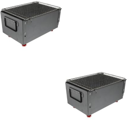 TOYANDONA Lot De 2 Barbecues Électriques Charbon De Bois Pour Camping Et Extérieur En Alliage De Fer Argenté