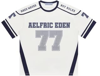 Aelfric Eden Herren Oversized Tshirt 100% Baumwolle Damen Jersey Tee Vintage Grafik Trikot Rundhals Kurzarm Sportshirt Y2K Streetwear Casual Oberteile für Sommer S