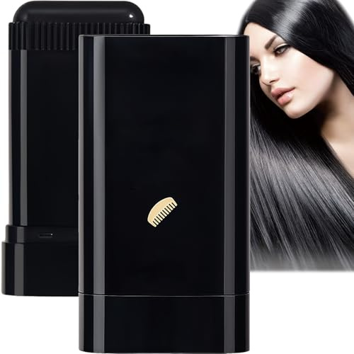 Easy Hair Dye Comb, 2-in-1 Hair Colour Stick with Hairbrush Applicator, Root Touch Up, Portable Tresses Dye Brush for Gray Coverage, Quick Improvement Tresses Concealer for Women & Men (Black)