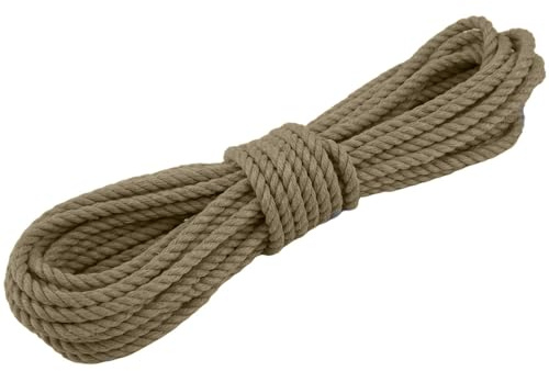 Polyhanfseil 8mm 10m -100m Kunsthanf Seil aus Spleitex | 3-litzig gedrehtes Tauwerk | Witterungsbeständig & UV-stabil | Natur-Optik | Polyhanf | Made in Germany (20m)