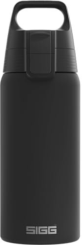 Sigg - Stainless Steel Insulated Water Bottle - Shield Therm One - Suitable For Carbonated Beverages - Leakproof - Dishwasher Safe - BPA Free - 90% Recycled - For the Outdoor - Black - 0.5L