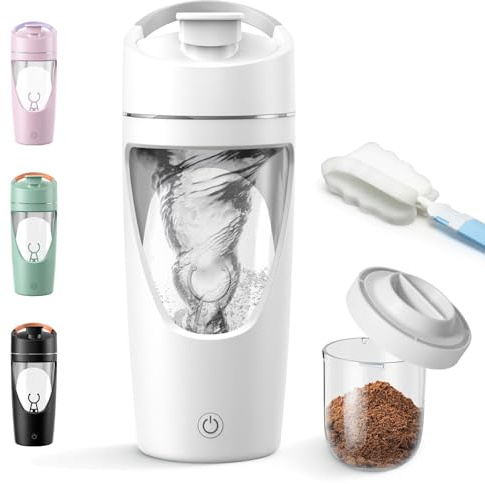 Shaker Eelectrico, 700ml Shaker Proteinas Electrico con Compartimentos