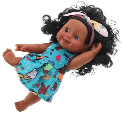 BESPORTBLE Poupon Métisse Réaliste en Vinyle de 18cm Chevelure Bouclée, Poupée Jouet Vivante pour Tout-Petit Fille Serrage-tête, Haute Simulation et Articulation Posable Couleur Aléatoire