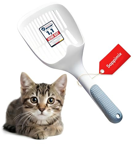 SappiMix Premium Katzenstreuschaufel – Robuste Klumpenschaufel mit optimierter Schlitzgröße – Kein Durchfallen von Klumpen – Ergonomischer Griff – Leicht zu reinigen – Ideal für alle Streuarten