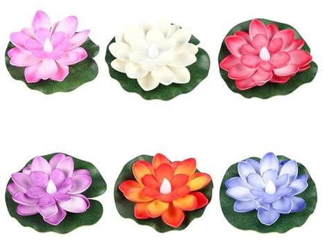 Künstliche Lotusblume 6 Stück Lotus-künstliche Blumen, schwimmende gefälschte Lotuspflanze, lebensechte Seerose, Mikrolandschaft, Garten, Pool, Teich, Dekoration Für Gartenteich, Aquarium, Dekoration