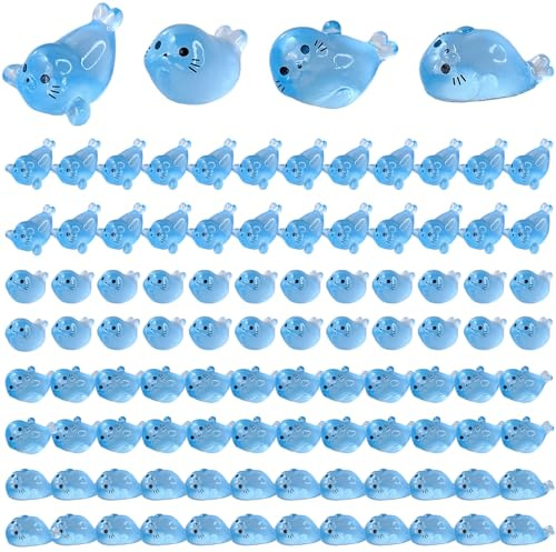 Porgeel Lot de 100 Mini Animaux en résine 4 Styles Qui Brillent dans Le Mini Figurines en Vrac pour Jardin féerique Micro Paysage Aquarium décoration d'aquarium