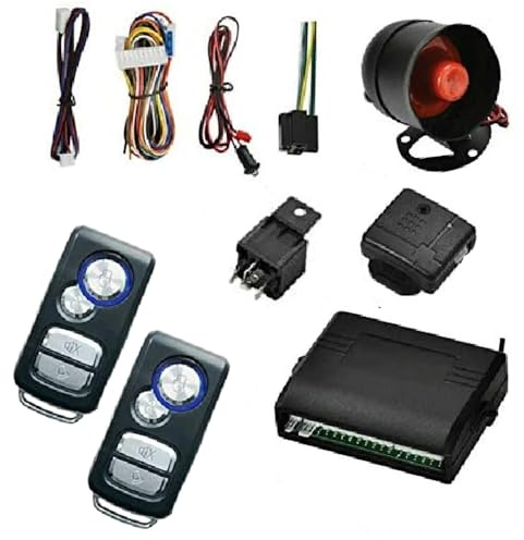 Riloer Car Alarm System Kit Universal Alarm Security Keyless Entry with 2 Remote Controls Compatible with most vehicles 102T219