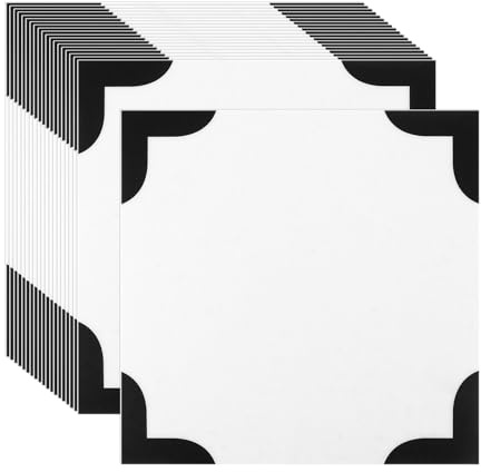 CYEER 20er Set Vinylboden Selbstklebend – 30x30 cm PVC Bodenfliesen (1,8 m²) – Wasserfester Eckiges Rahmenmuster in Schwarz auf Cremeweiß Bodenbelag für Küche & Bad – Mietwohnung Freundlich