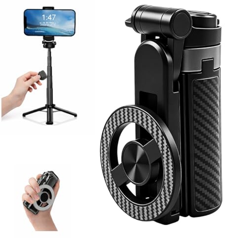 4 en 1 Multifuncional Mini Palo Magnético para Selfie Rotación 360° con Control Remoto Inalámbrico Soporte Teléfono Móvil 2026 Extensible Portátil para iPhone Android Hogar Viajes Vlogging Grabación