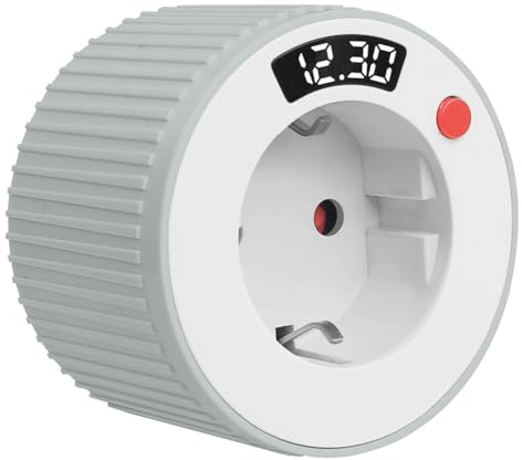 Akfldms Temporizador Digital con Enchufe Europeo, Interruptor Único, Cuenta Regresiva Giratoria de 15 Minutos A 24 Horas con LED. EU Plug