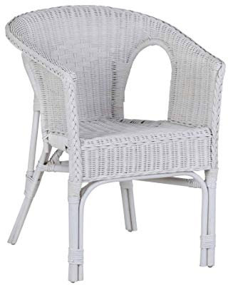 MiaMöbel Armlehnstuhl Rattan 57x75x56 cm Landhausstil Rattan Weiß