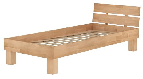 Erst-Holz®Einzelbett Buche Natur 100x200 Futonbett Bettrahmen Massivholzbett Holzbett Rollrost 60.80-10FL