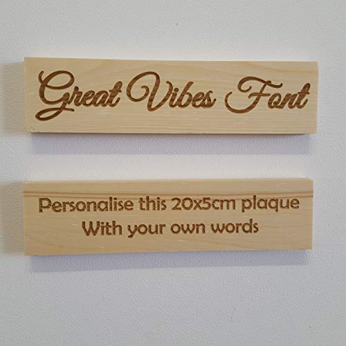Cutncraft Designs Personalised Piunewood plaque/sign bespoke childs bedroom door/custom text -Great Vibes Font