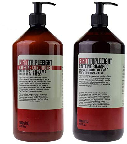 Eight Triple Eight Caffeine Keratin Shampoo and Conditioner Set - Pump Dispenser 1 Litre Bottles