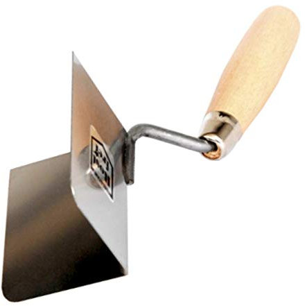 Toolty Stainless Steel Lining, Plastering Trowel - External Corner Trowel - 120x75mm - Wooden Handle - for Brickwork and Plastering - DIY - TLTY-0805