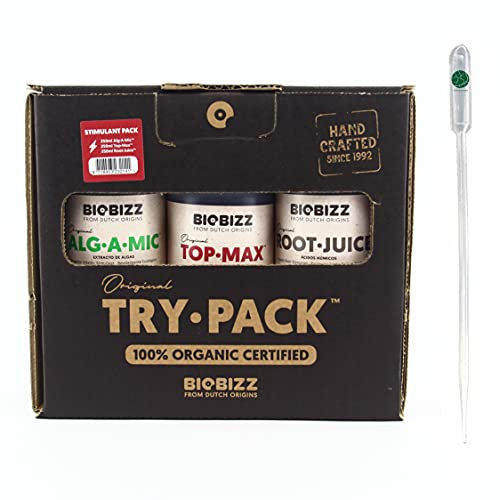 IVORYS-GARDEN BioBizz Trypack Stimulant 3 x 250 ml + Pipette Pflanzendünger NPK Flüssigdünger Starter Pack Set Grow Bloom Top Max Booster Blumendünger Erde light mix All mix organisch
