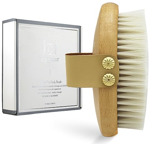 ICANdOIT Körperbürste, trockene Körperbürste für CelluliteMassage, Lymphdrainage und beschleunigt die Durchblutung, trockene Hautbürste mit synthetischen Fasern, weiche Stärke, geeignet für alle