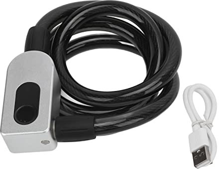 Cable de candado para bicicleta con huella dactilar, resistente al agua IP67, candado de cadena recargable para motocicleta eléctrica