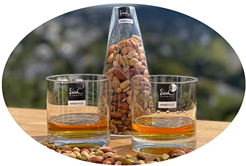 Topkapi elite 3-tlg Whisky Gläser Set McKirk Platin I 2 Stück XL Whisky Tumbler mit echtem Platinum + Nussspender XL I Handgefertigt I Bleifreies Kristallglas I Made in Germany
