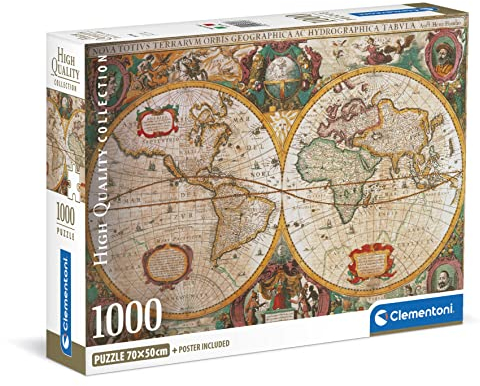 Clementoni - 39706 Collection - Old Map - 1000 Pezzi - Puzzle Adulti, Made In Italy