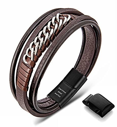 murtoo armband herren lederarmband herren leder armband für männer herren armband(braun,22cm)