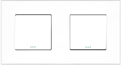 PULSAR Wechselschalter Doppelt Unterputz Weiß Glas 2 Fach, Doppel Lichtschalter 157x86mm, Moderner Wippschalter Doppelschalter Wechsel Schalter
