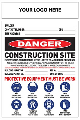 Gefahrenkombination Beim Betreten Einer Baustelle Warnschild Metall Wanddekoration Blechschild Metallschild Für Draußen Innen 20X30cm