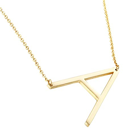 OAKKY Halsband med stor bokstav för kvinnor, rostfritt stål, alfabet med 26 bokstäver från A till Z, guld/silver