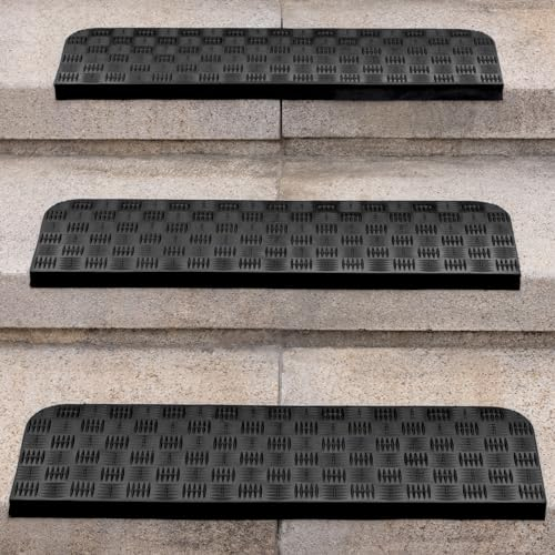 Spurtar Juego de 3 Cinta Antideslizante Escaleras Alfombrillas de Goma para Escaleras, Antideslizantes, para Interiores y Exteriores Moqueta Adhesiva con Doble Cara,76 x 25 cm