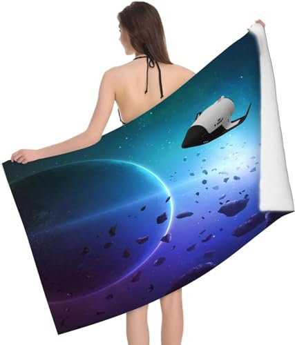 okoikfc 3D Strandtuch 70x150 cm Raumschiff Badetuch Groß Raumschiff Microfaser Handtücher Weich Schnell Trocknen Strandhandtuch Herren Frauen Badetücher, Strandtücher Strandlaken Handtuch A1703