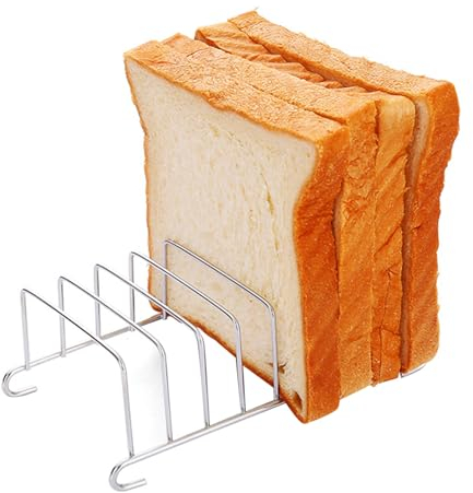 8 Slots Slice Toast Rack, Toast Rack Stand, Stainless Steel Toast Rack, Rectangular Air Fryer Accessories Storage Rack, Breakfast Bread Rack for Kitchen, Restaurant Or Hotel