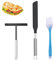 2 Pieces Spatula Set Stainless Steel Crepes,Crepe Spreader,Pancake,Stainless Steel Crepe Tools,with Silicone Oil Brush,for Home Kitchen Cooking Baking Tools(Black)