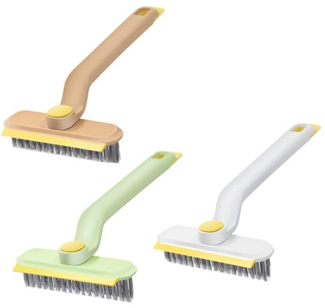 3 Stück Hartborsten-Eckenreinigungsbürste Rotierende Fugenreinigungsbürste 360° Spaltreinigungsbürste Pure Clean Bürste Fugenbürste mit Stiel für Tiefenreinigung von Fenstern Badezimmern(Mix Color)