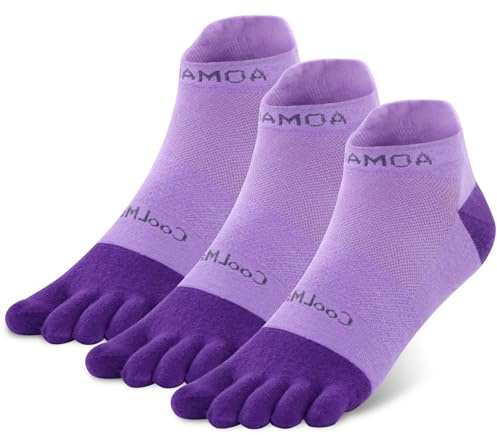 likloks Calze a Cinque Dita per Uomo e Donna - Calze Atletiche Separazione Dita per Corsa alla Caviglia, Viola (3 Paia) - Piccole