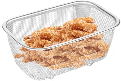 Rechteckiger Siebkorb - Feinmaschiges Ölsieb, Edelstahl Frittierkorb, Küchensieb Siebkorb | Pommes-Frites Halter | Gemüse-Obst-Sieb-Sieb-Küchenwerkzeuge | Mehrzweck-Abflusskorb Für Die Wohnküche