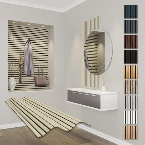 HEXIM Panneaux Acoustiques 118x60cm - Paroi à Lamelles Flexible Bois MDF Panneaux Muraux Revêtement à Lamelles Revêtement Mural (1 panneau / 0,708 m² Palomino - APF01)