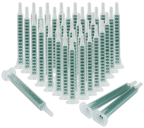 Moicstiy 50Pcs Epoxy Adhesive Mixing Nozzle Tip, Static Resin Mixer Adhesive Applicatior for 50ml(1:1 & 2:1 ratios,16 Element)