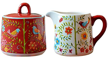 OLSKFUH Zuccheriera, Contenitore per Condimenti, Zuccheriera con Coperchio E Bricco per Il Latte, Set per Lattiera E Zucchero, Bricco per Lattiera E Zucchero, Set per Servir,Milk Jug+Sugar Bowl