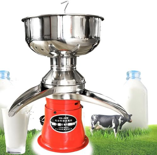 Oiyekntd Séparateur de crème de Lait électrique, séparateur électrique en Acier Inoxydable, séparateur de Beurre centrifuge, transforme Le Lait Entier cru en crème écrémée pour Les chèvres fraîches