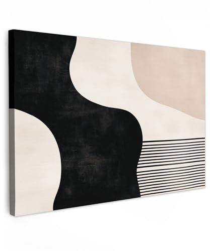 MuchoWow© Impression sur Toile Decoration Murale Peinture 120x80 cm Tableaux Art Décoratif Muraux Décoration Chambre Abstrait - Japandi - Beige - Moderne