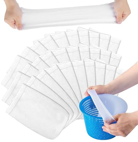 JIEBAO 30 Stück Pool Skimmer Socken, Schwimmbad Skimmer Socken, Filtersocken Skimmer Sieb Netz, Schwimmbad Skimmer Filter, Wiederverwendbar für Skimmerkorb Teich Reinigung Insekten Schmutz Blättern