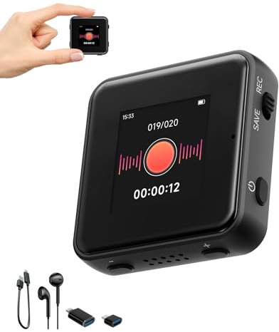 128 GB digital röstinspelare med uppspelning SOUNDVALUE inspelningsenhet med skärm och AI brusreducering MP3-spelare, 1 600 H-inspelning, automatisk spara för möten, föreläsningar, intervjuer