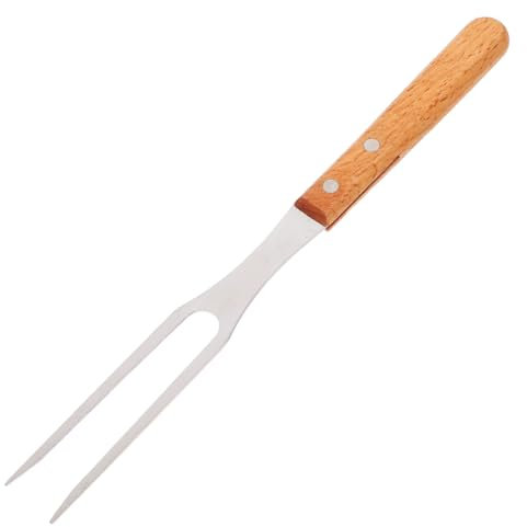POPETPOP Fourchette à Barbecue Extérieur Pour Viande Steak Avec Manche Bois Épais Outil De Cuisson Pour Grillades