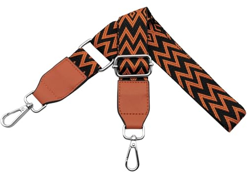 Axelremmar för byte av axelremmar bred 3,8 cm av läder med silver karbinhake axelrem väskrem för kvinnor gör-det-själv-tillbehör orange W22