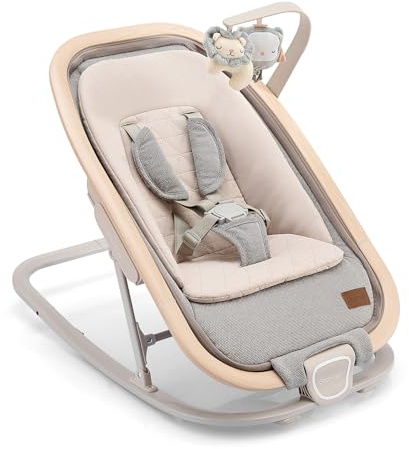 Gromast Silla hamaca 2 en 1 para bebés, hamaca portátil con 3 posiciones de reclinación, juguetes colgantes y bolsa de viaje - Gris claro