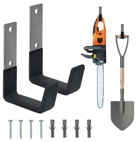 Zithgen Crochets Muraux Robustes pour Garage | Lot de 2 avec Chevilles | Support 40 kg Revêtement PVC Anti-Dérapant | Pour Rangement Outils, Vélo, Matériel de Sport | 12x9 cm
