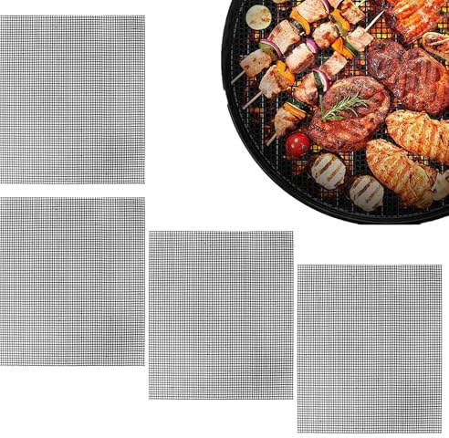 40 X 30 Cm Grillmatte FüR Gasgrill,4 Schwarze Antihaftfolien Grillmatten FüR Holzkohle,Wiederverwendbar Grillgitter,HitzebestäNdig Grillmatten FüR Gasgrill,Geeignet FüR Gasgrill,Holzkohlegrill