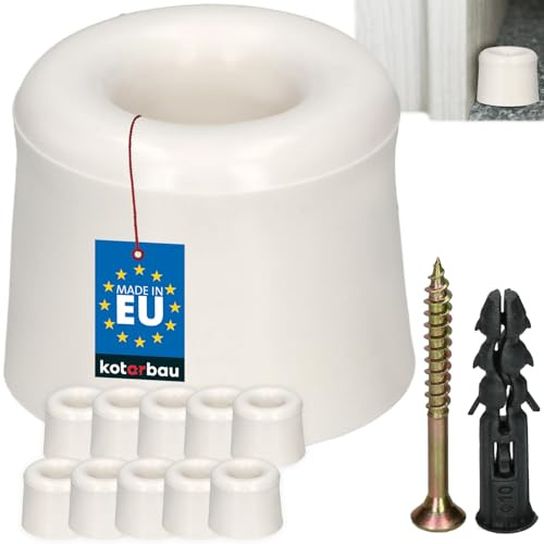 KOTARBAU® 10er Set Türstopper Boden zum Schrauben - Weiß - 27 mm - Bodentürstopper - Bodenmontage - Türstopper - aus Gummi
