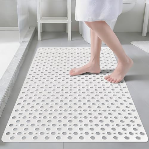 Lurowo Alfombra de ducha antideslizante, gran alfombra de baño cuadrada, 60 x 90 cm, con ventosas, alfombra de bañera antibacteriana lavable para la ducha
